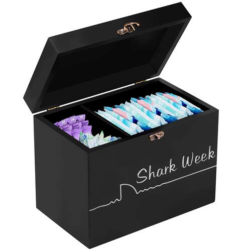 Wooden Tampon Storage Box 3-Grid Bathroom Cotton Pads