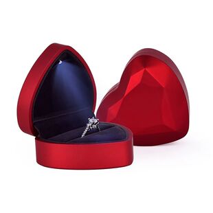 Heart Box Ring Jewelry LED Light Shape Creative