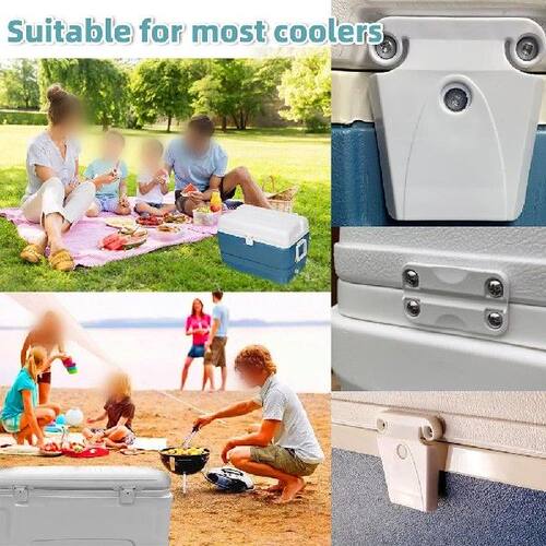 White Plastic Cooler Hinge Latch Set For Igloo 50-165 Quart