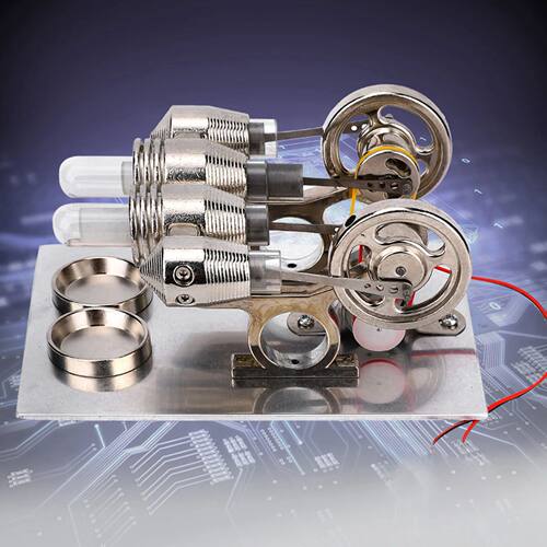 4 Cylinder Stirling Engine Miniature Hot Air Power