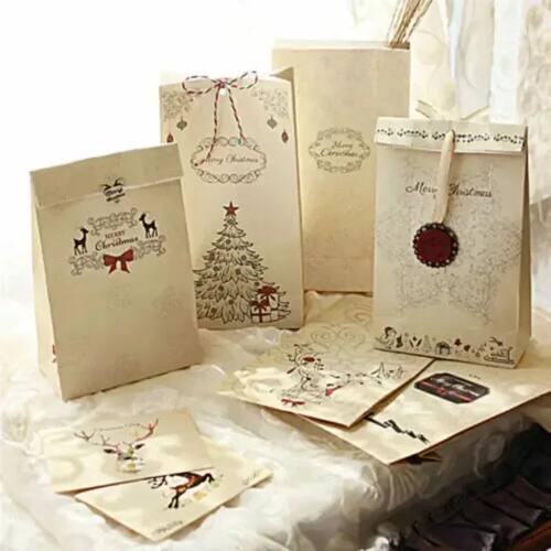 10Pcs/Set Vintage Kraft Paper Gift Bags Luxury Wedding