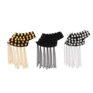 1Pc Fashion Shoulder Epaulets Vintage Spike Rivet Tassel
