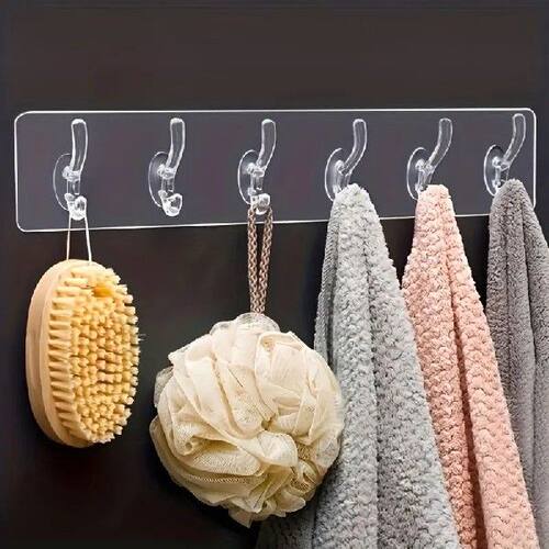 Transparent 6 Row Hooks No Trace Strong Hooks Sticky Rear