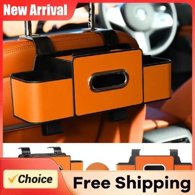 4In1 Car Headrest Organizer with Tissue & Cup Holder