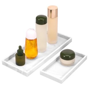 2/5Pcs Bathroom Counter Tray Silicone Vanity Storage Tray