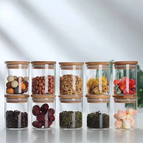 Glass Food Storage Tank with Made of bamboo Lid Kitchen