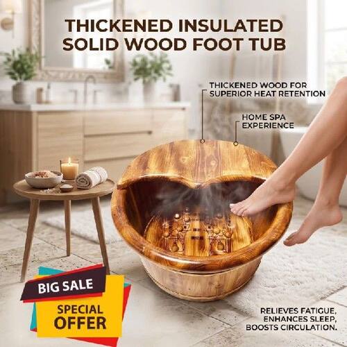 Carbonized Foot Soaking Wooden Bucket Beauty Salon Home Use