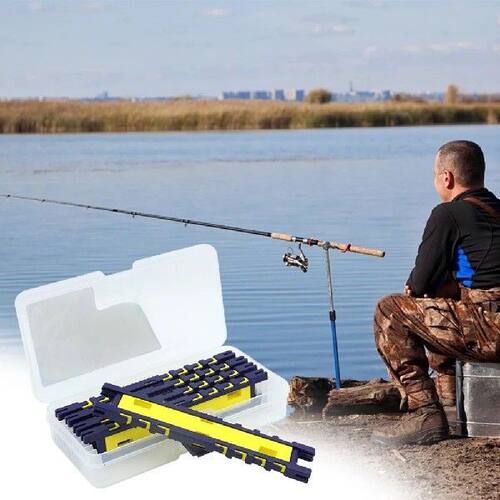 5Pcs Fishing Snelled Hook Holder with Storage Box Leader