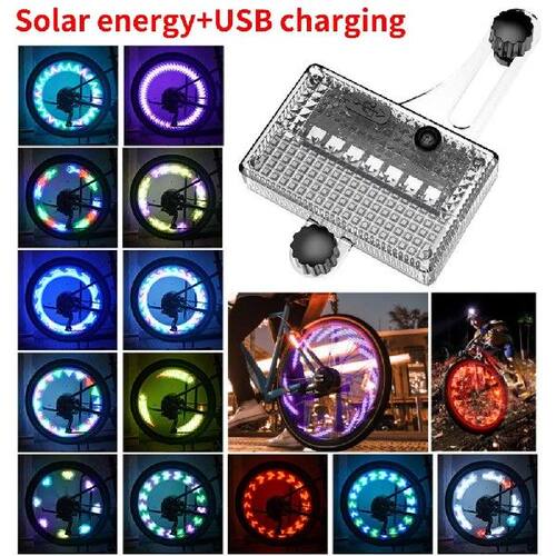 Solar LED Colorful Bike Wheel Light Waterproof Bicycle