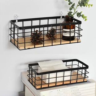 Basket Fruit Wall Storage Kitchen Spices Base Mount Wood