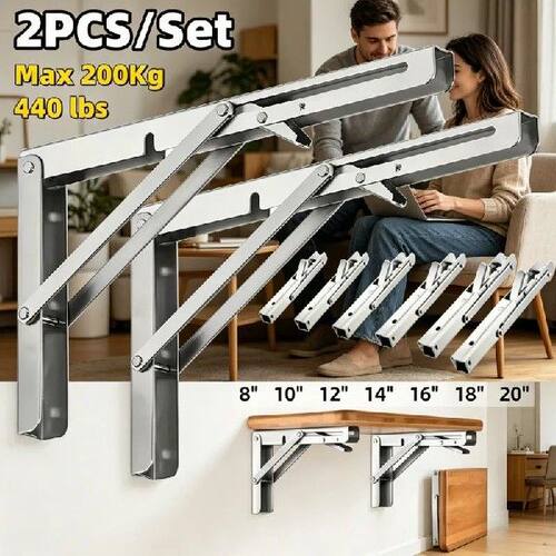 2PCS Heavy Duty Stainless Steel Triangle Folding Shelf