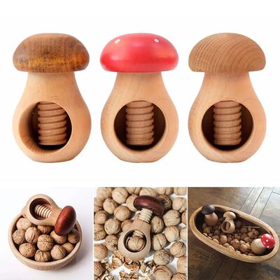 Practical Wooden Nutcracker Mushroom Shaped Easy Cracking