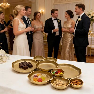 Nine-Grid Dessert Decorative Plate Aluminum Serving Snack