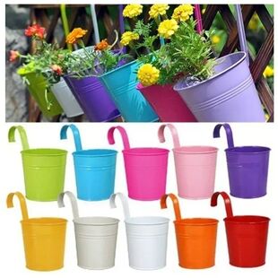 Wall Plant Flower Hook Iron Holder Pail Pot Pots