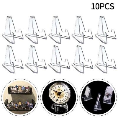 10PCS Acrylic Coin Display Stand Transparent Triangle