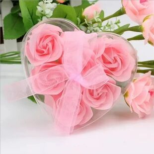 New box 6pcs Bath Rose Body Petal Soap Wedding Gift Flower