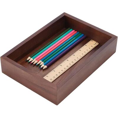 Wood Desk Organizer Tray Rectangle Letter Tray for Office