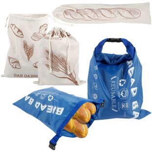 Bread Bags With Buckle Linen Releasing Zipper 3Pcs