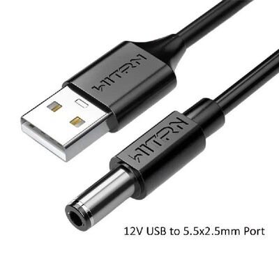 12V USB Type-A to 5.5x2.1mm Interface PD Power Cable for