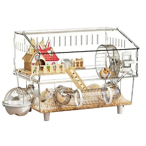 Dwarf Hamster Cage 2-Layer Clear Pet Enclosure Hamster