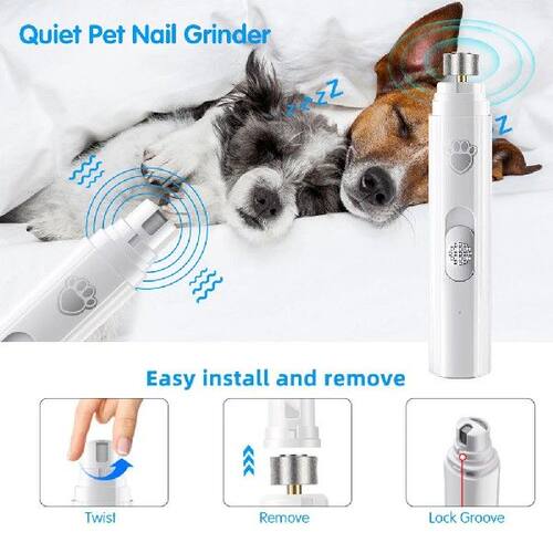 Electric Dog Nail Grinder with Polisher Wheel LED Light Pet