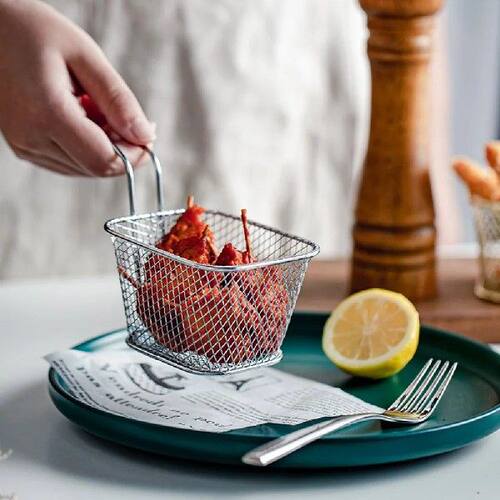 Deep Fryer Basket Food Presentation Oil Strainer Stainless