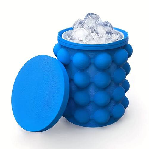 1pc, 2-in-1 Silicone Ice Bucket and Cube Tray Perfect for