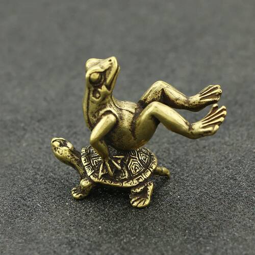 Antique play Brass Tortoise Frog Miniature Statue