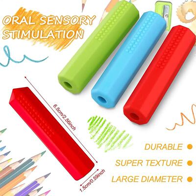 Sensory Pencil Toppers 3-Piece Silicone Pencil Tubes