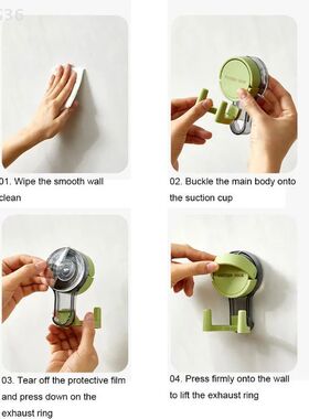 Wall Mounted Vacuum Suction Cup Double Hook No-Drilling Key