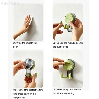 Wall Mounted Vacuum Suction Cup Double Hook No-Drilling Key