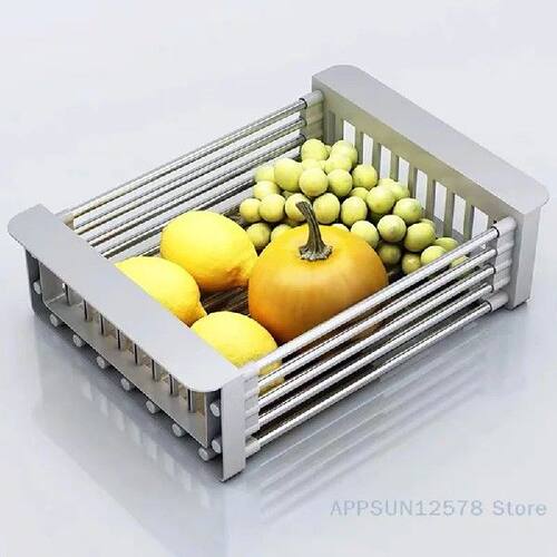 Kitchen Draining Rack Household Stainless Steel Retractable