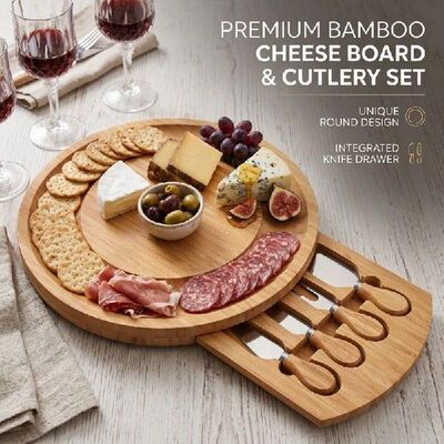 Cheese Cutting Board Set with Knives Drawer Cheese Board
