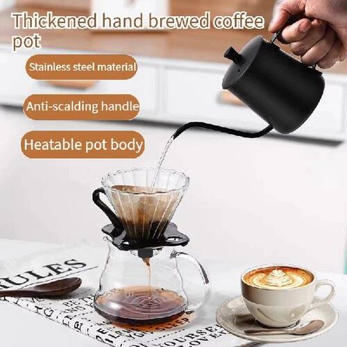 Simple stainless steel hand drip coffee hot pot with lid,