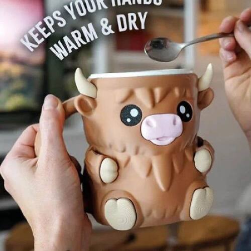 Highland Cow Cute Ice Cream Pint with Antifreeze Handle