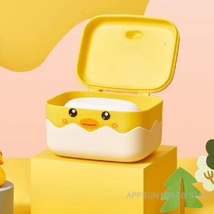Cartoon Duck Art Plastic Drainable Soap Box for Bathroom
