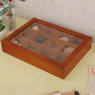 Storage Wooden Tea Clear Lid With Compartments Organizer