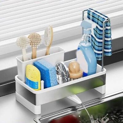 Stainless Steel Sponge Drain Rack Self-draining Large
