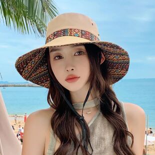 Summer Ethnic Style Hiking Hat with Wide Brim, Fashionable