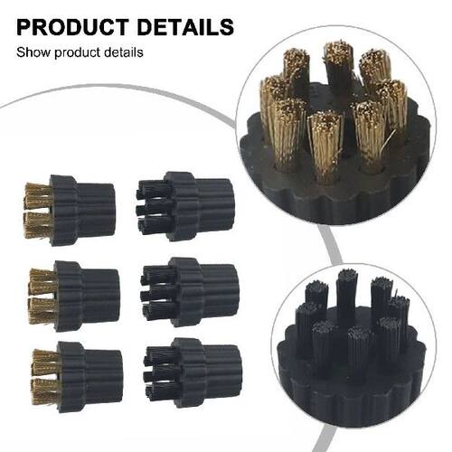 6pcs Steam Cleaner Brass Nylon Brush Head Replacement Parts