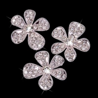 Decorative Alloy Rhinestone Flower Buttons Snap Jewelry