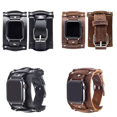 Punk Leather Band Strap for Apple Watch 7 6 5 4 3 SE iWatch