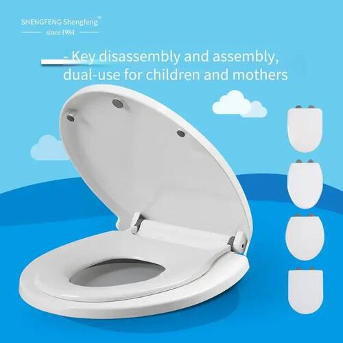 Thickened Slowly Lowering Dual Purpose Toilet Lid - Mother