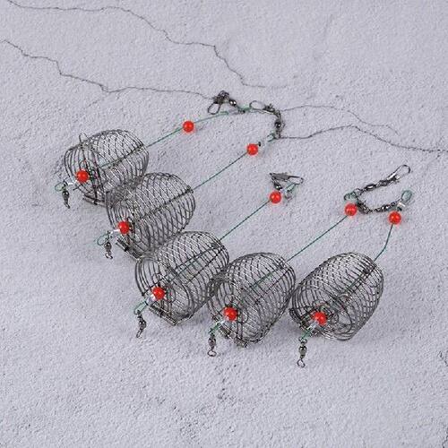 5PCs Wire Fishing Lure Cage Fish Bait Cage Fishing Trap