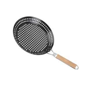Grilling Skillet with Non Wooden Metal Folding Handle Stick