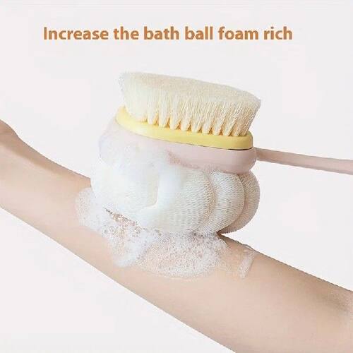Dual-Sided Body Brush with Long Curved Handle, Velvet &