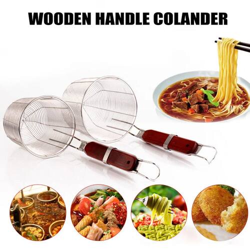 Stainless Steel Colander Noodle Dumplings Mesh Basket Fryer
