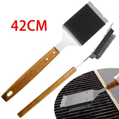 2Pcs 42cm Grill Cleaning Brush Set BBQ Barbecue Stainless