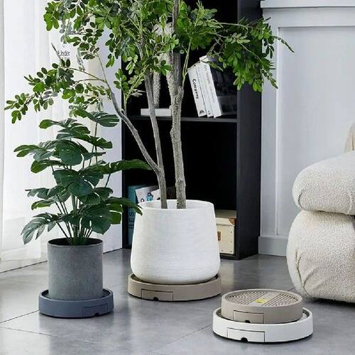 Round Flower Pot Mobile Tray Non-Slip Stable Movable Plant