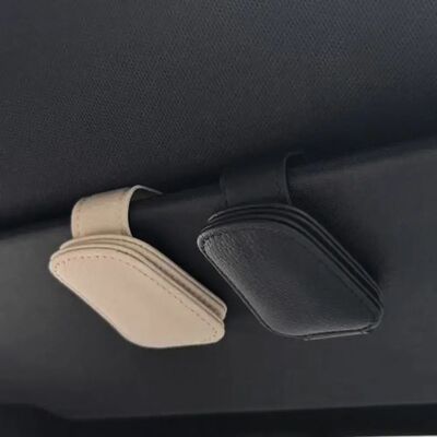 PU Leather car sunglasses holder with card clip for sun